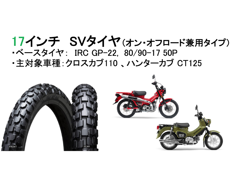 サバイバルタイヤ（IRC GP-22, 80/90-17）